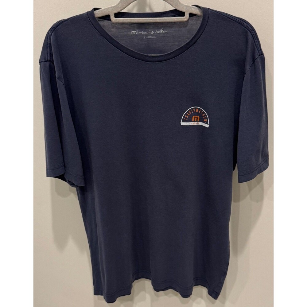 Travis Mathew T-Shirt - Travis Mathew Chicago Logo - Men's Size Large - Blue